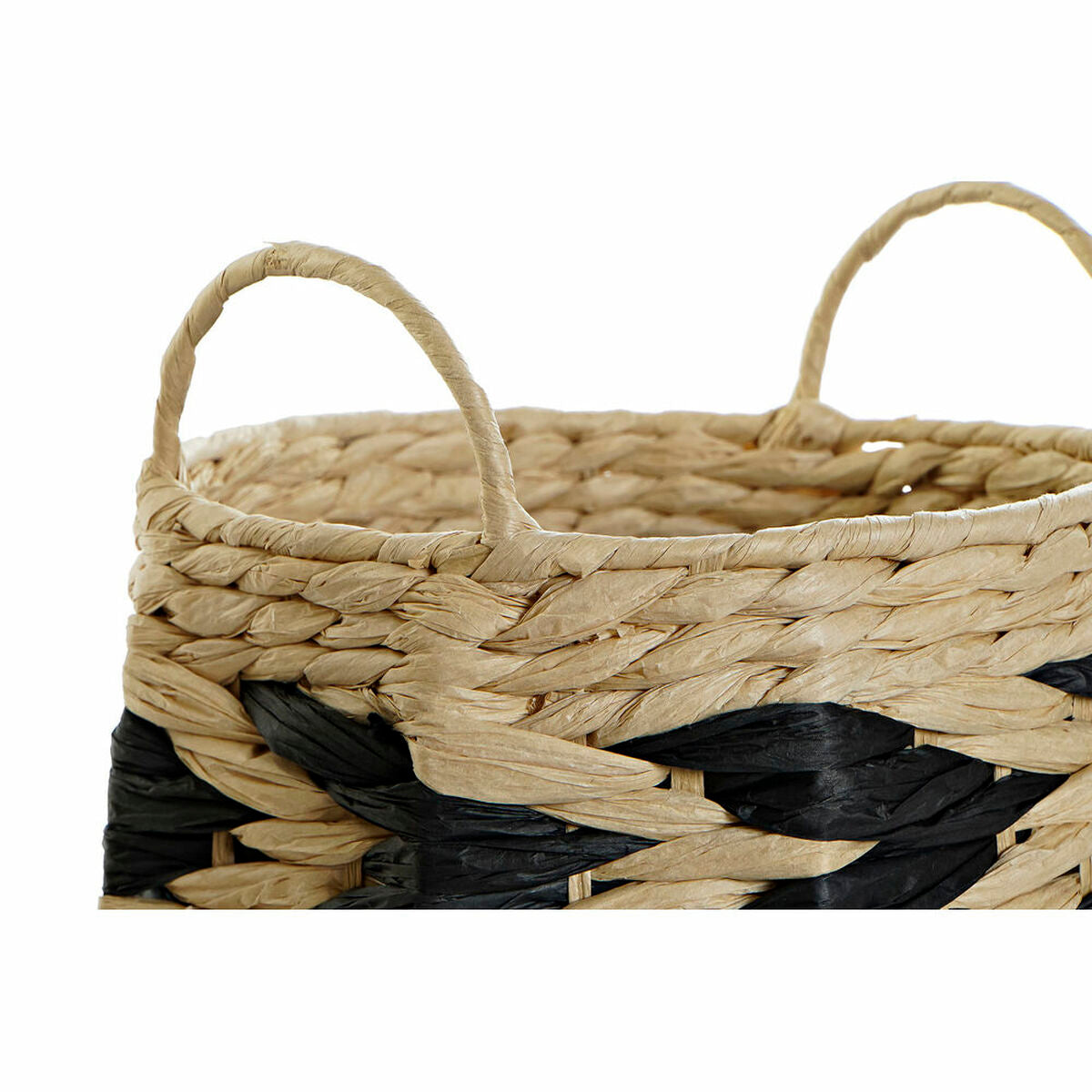 Basket set DKD Home Decor Natural Black Light brown Natural Fibre (30