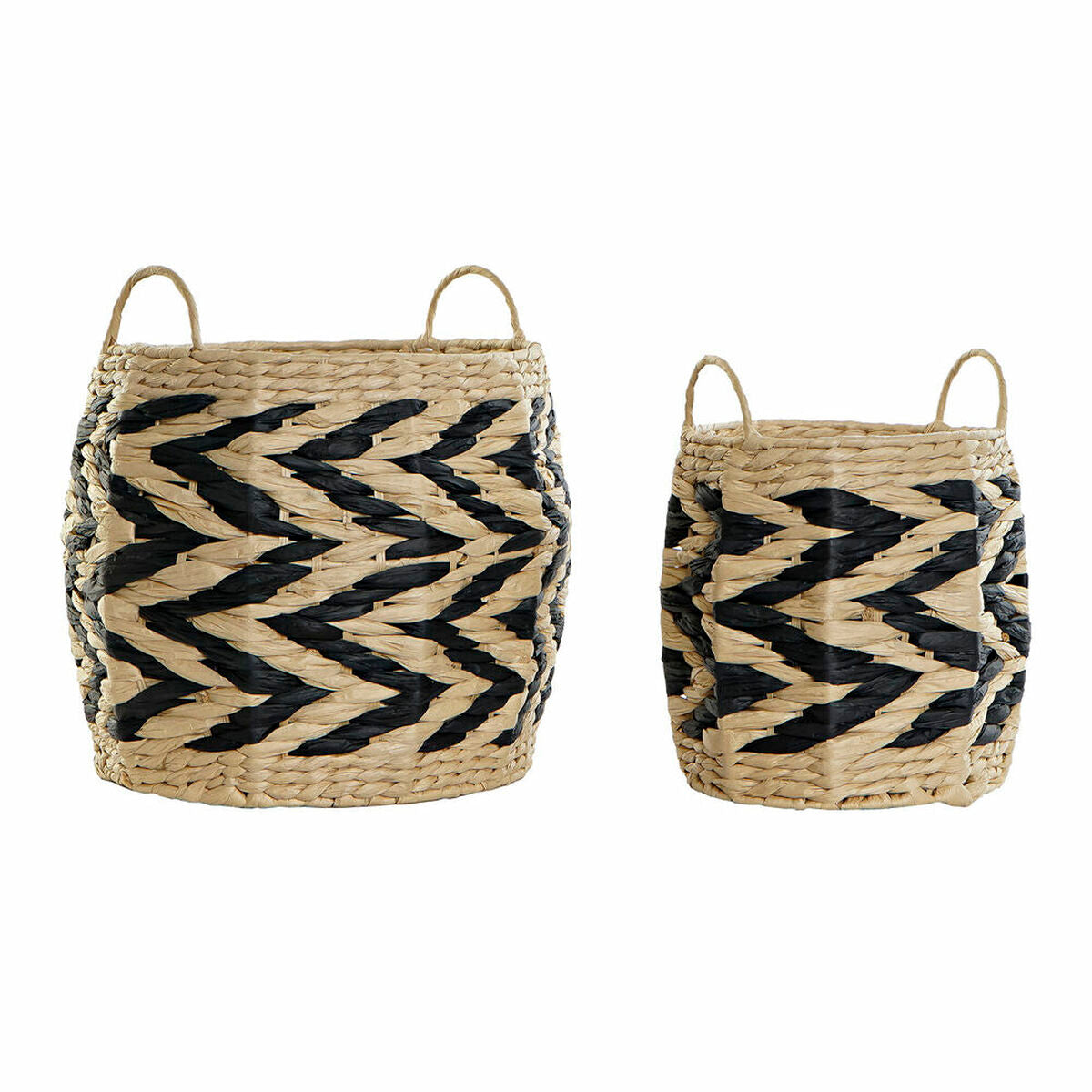 Basket set DKD Home Decor Natural Black Light brown Natural Fibre (30