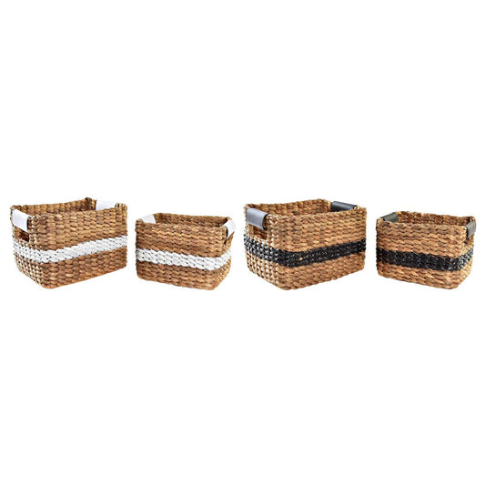 Basket set DKD Home Decor White Black Natural White/Black Polyurethane